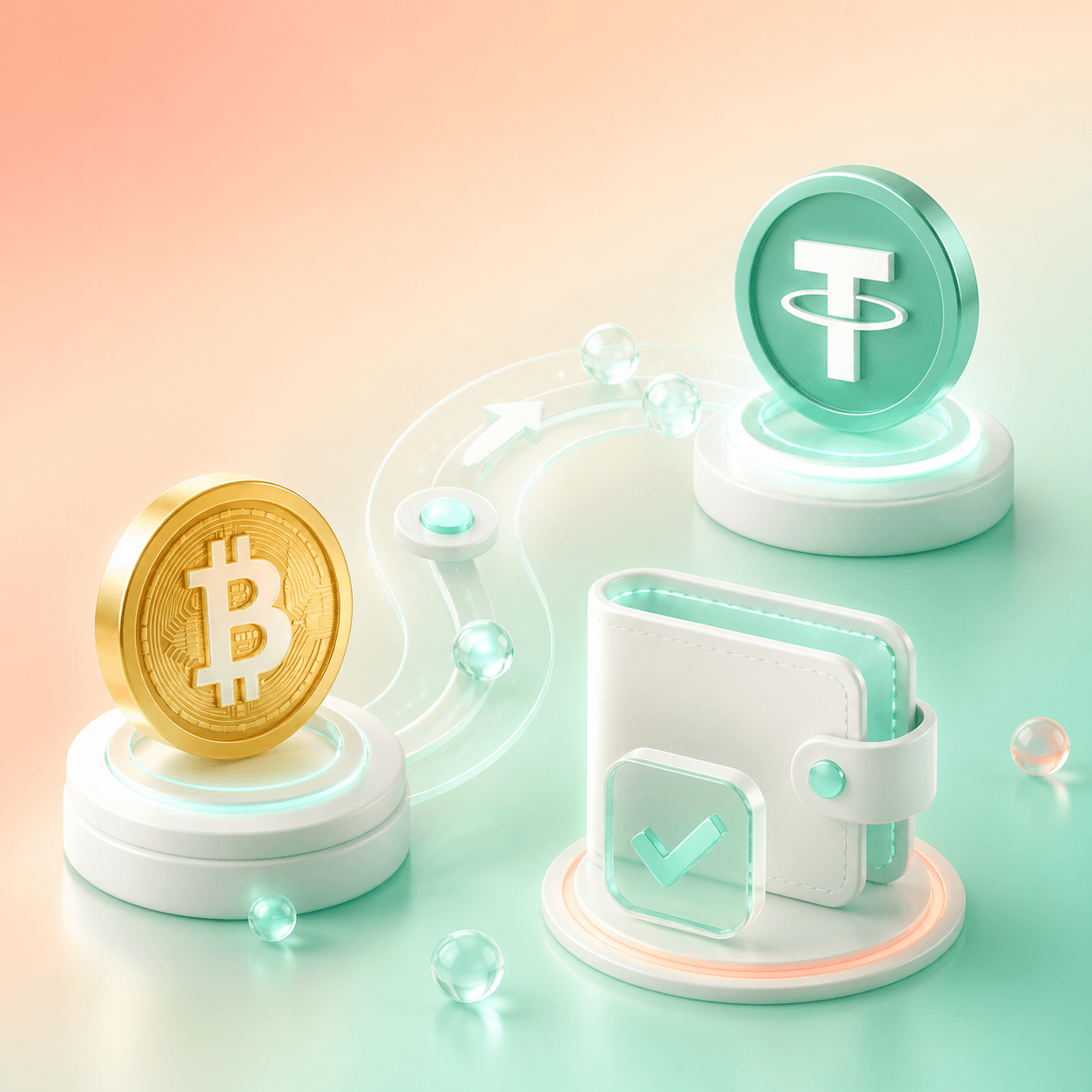 Маршрут обмена BTC на USDT с подтверждением кошелька