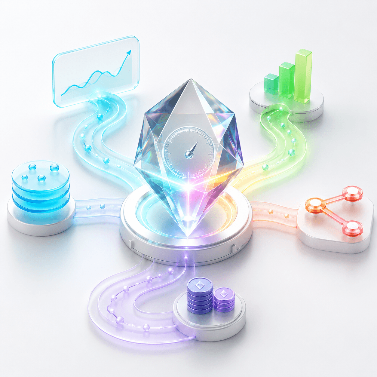 Rate crystal showing market, liquidity, route, and network factors
