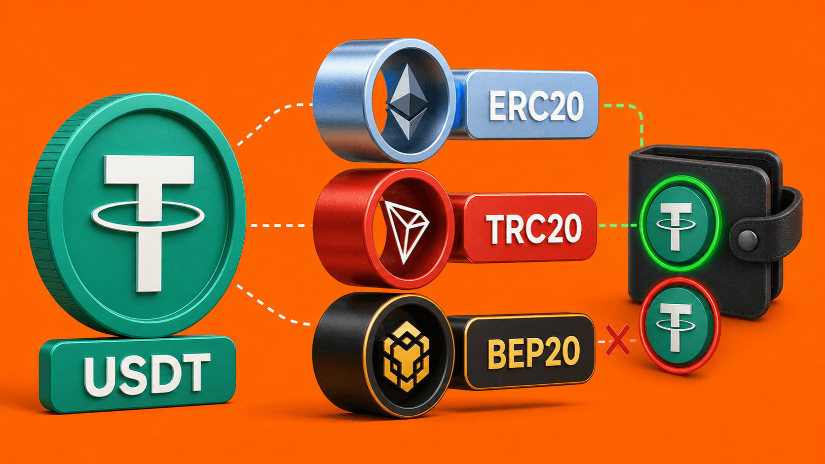 Токен USDT с модулями ERC20, TRC20 и BEP20 и кошельком получателя