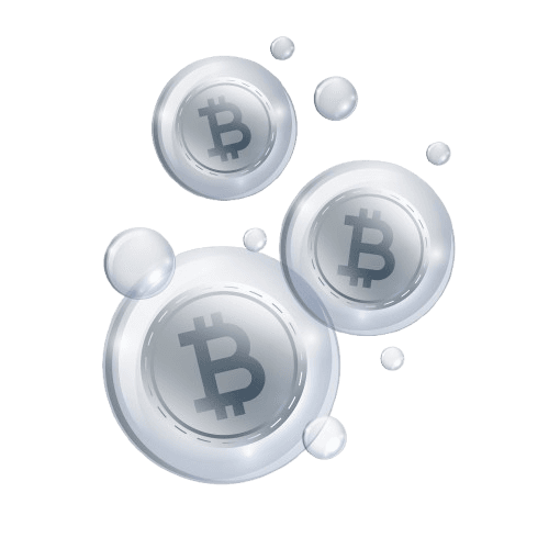 Иллюстрация стеклянных биткоин-монет для обмена BTC на USDT